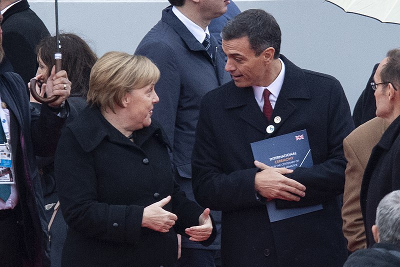panish Prime Minister Pedro Sánchez with German Chancellor Angela Merkel Author: Pool Moncloa/Borja Puig de la Bellacasa via Commons Wikimedia